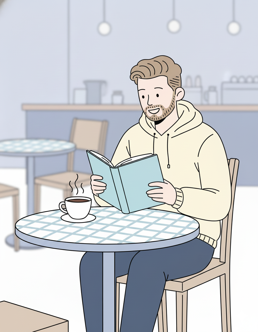 Reading at a café